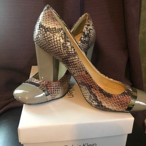 Blane Two Tone Snake Print/Patent Leather Heel